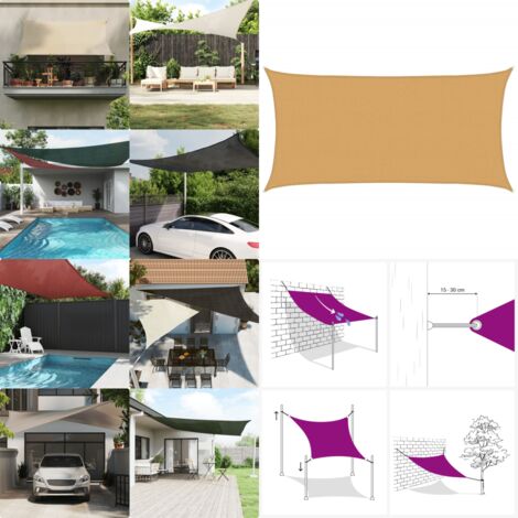 Vela Parasole 160 g/m² Rettangolare Sabbia 2x3,5 m in HDPE - Ombra temporanea - Protezione dal sole