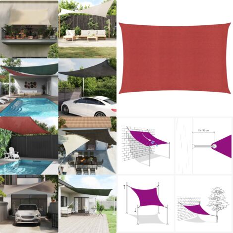 Vela Parasole 160 g/m² Rossa 2,5x5 m in HDPE - Parasole in HDPE - Ombrellone rosso
