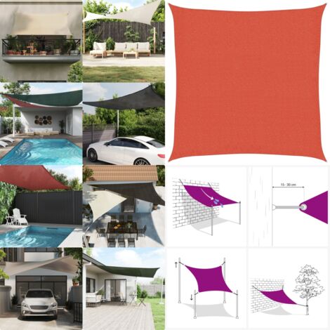 Vela Parasole 160 g/m² Terracotta 2x2 m in HDPE - Protezione dal sole - Ombrelli esterni