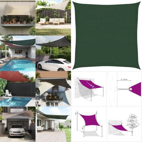 Vela Parasole 160 g/m² Verde Scuro 2,5x2,5 m in HDPE - Protezione dal sole - Ombrelli esterni