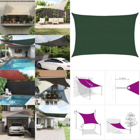 Vela Parasole 160 g/m² Verde Scuro 2,5x4 m in HDPE - Protezione dal sole - Ombreggiante esterno
