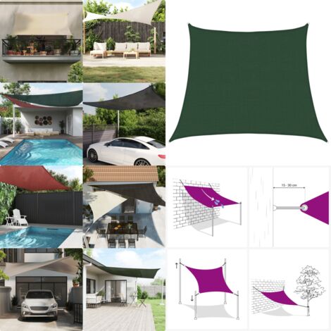 Vela Parasole 160 g/m² Verde Scuro 3/4x3 m in HDPE - Protezione dal sole - Ombrelli esterni