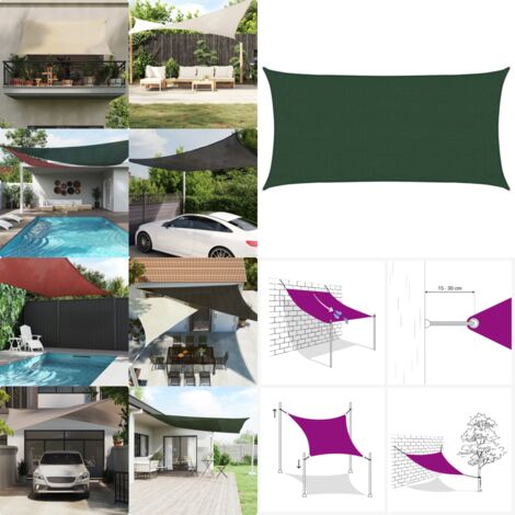 Vela Parasole 160 g/m² Verde Scuro 3x6 m in HDPE - Ombrelli in HDPE - Protezione dal sole