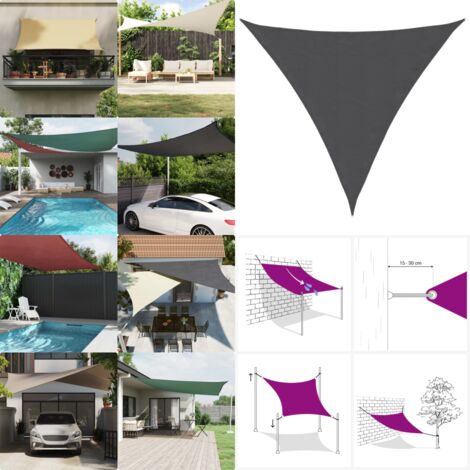 Vela Parasole Antracite 2x2x2 m 100% Poliestere Oxford - Ombreggiatura - Protezione dal sole