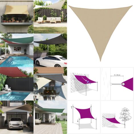 Vela Parasole Beige 2x2x2 m 100% Poliestere Oxford - Ombreggiante - Parasole