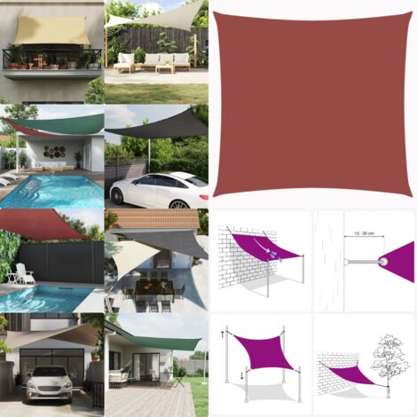 Vela Parasole in Tela Oxford Quadrata 2,5x2,5 m Terracotta - Protezione dal sole - Protezione dalla pioggia