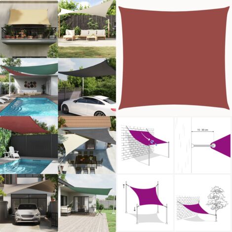 Vela Parasole in Tela Oxford Quadrata 2x2 m Terracotta - Protezione dal sole - Protezione dalla pioggia