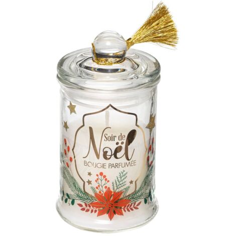 Vela perfumada 6x11cm 85 gr en tarro de cristal decorado - Feeric lights & christmas