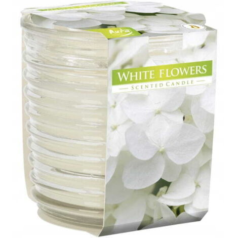 Vela perfumada en tarro, Flores blancas, 8x8,2cm, hasta 28 horas de duración