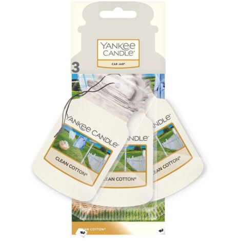 Vela Yankee Candle para coche, fragancia de regalo para coche: Algodón Limpio (3 x 15 g)