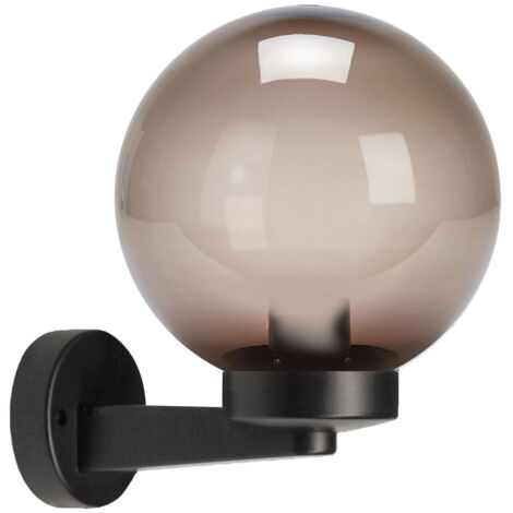 Velamp Applique da esterno con sfera fumé - Impermeabile (IP65) – Attacco lampadina grande E27 – Ideale per montaggio all’esterno