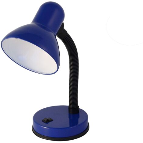 VELAMP CHARLESTON Lampada da tavolo con collo flessibile - Design moderno - Ideale per scrivania, lettura e comodino - Attacco lampadina E27 - Colore blu