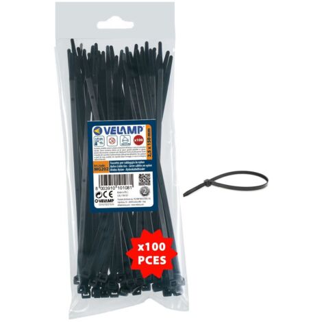 Velamp Fascette stringicavo - Colore nero - 2,5 x 150mm - Confezione 100pz - Ideali per cablaggi elettrici