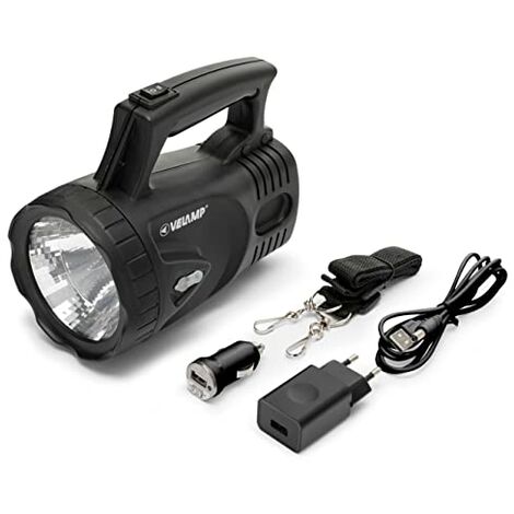 VELAMP ICARO Torcia Lanterna LED 170lumen (3W), Lampada Ricaricabile. Batteria Litio. per Campeggio, Pesca, Trekking, Emergenze, Super Accessoriata 3 W, Antracite