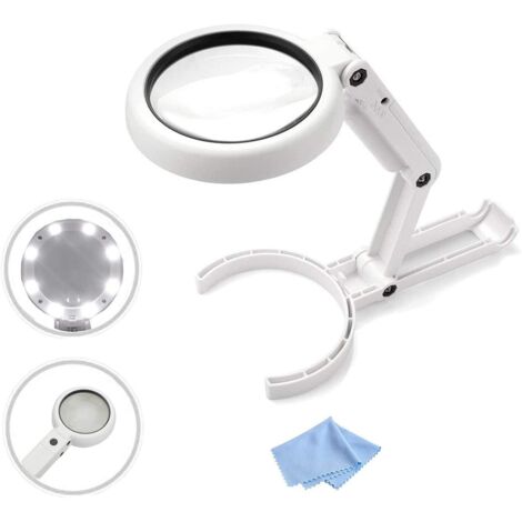 Velamp Lampada da Tavolo-Mano con Lente 5X-11X e 8 LED