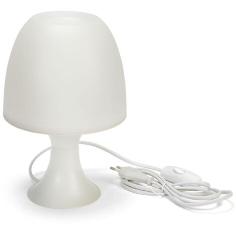 VELAMP Mushroom - Lampada da tavolo – Design moderno ed elegante – Lampada E14 – Struttura in plastica colore bianco