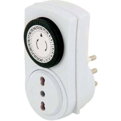 VELAMP Presa Temporizzata - Programmatore timer giornaliero - Spina grande 16 A e Presa bivalente 10/16A - Carico max 3600W/16A