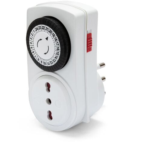 VELAMP Presa Temporizzata - Programmatore timer giornaliero - Spina grande 16 A e Presa bivalente 10/16A - Carico max 3600W/16A