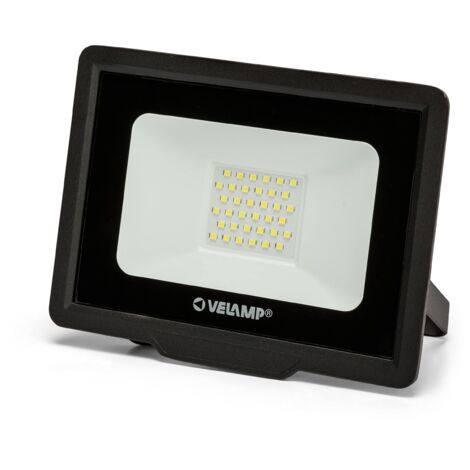 Velamp Proiettore LED SMD 30W - Impermeabile IP65 - Luce Bianco Naturale 4000K - Colore Nero - Ideale per Esterni