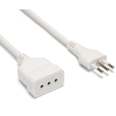Velamp PROLIT10A-5 Prolunga 5 Metri Spina 16A e Presa Bivalente 10-16A Bianco