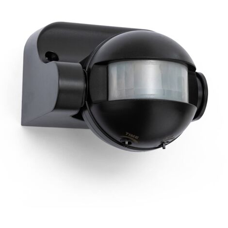 Velamp Rilevatore di movimento infrarossi PIR per illuminazione - Sensore automatico - Impermeabile IP44 - Carico massimo 1KW - Regolazione sensibilità e durata - Installazione facile – Colore Nero