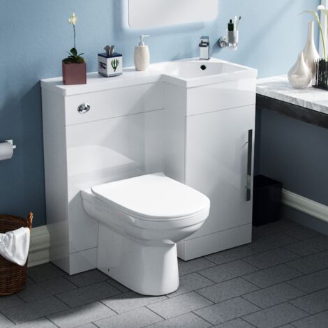 Velanil Right Hand White Bathroom Basin Combination Vanity Unit WC with Toilet
