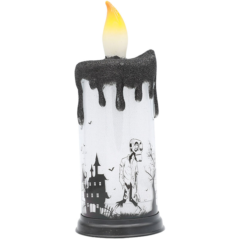 

Velas LED blancas calidas sin llama de Halloween con patron de calavera fantasma, funciona con pilas, luz nocturna espeluznante, centro de mesa para