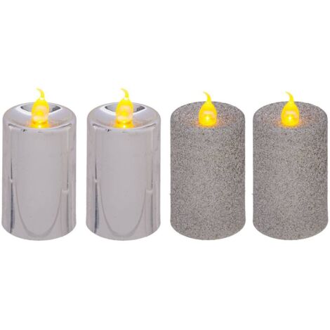 Velas LED Colorama de Noël, lote de 4 votivas plateadas - Feeric lights & christmas