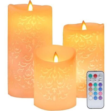 Velas LED sin llama con control remoto de 18 teclas, temporizador de 24 horas y cambio de color - Juego de 3