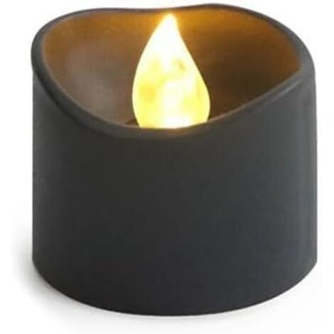 Velas LED, velas electrónicas LED negras, lámparas sin llama, iluminación decorativa para bodas y fiestas, 12 unidades, tamaño: 3,6 x 3,6 cm