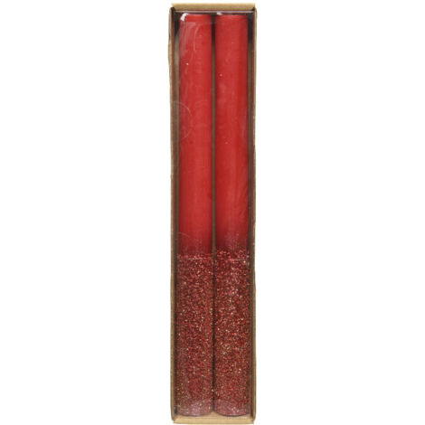 Velas rojas con purpurina Alt. 25 cm