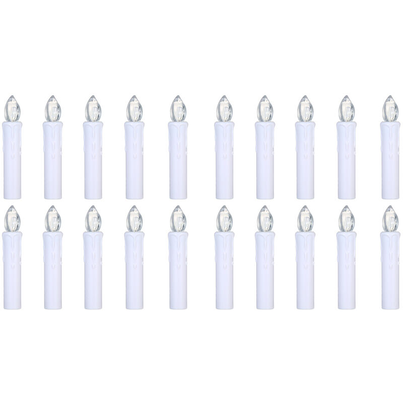 

Velas sin llama con control remoto, con pilas, luces de velas conicas, con clips,Blanco, 20 piezas