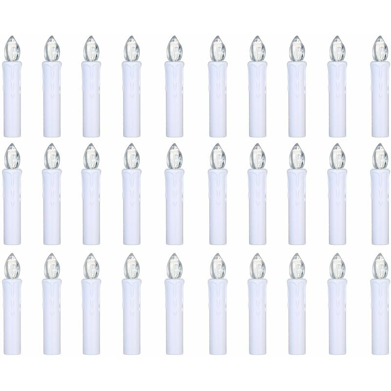 

Velas sin llama con control remoto, velas LED que cambian de color realistas, funciona con pilas, luces de velas conicas, con clips,Blanco, 30 piezas