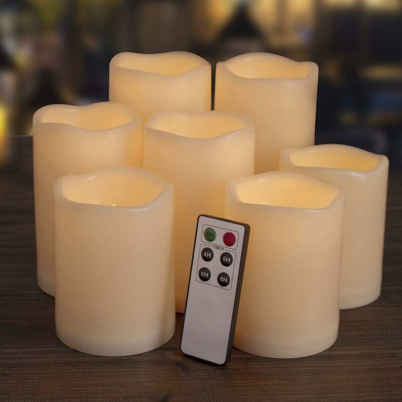 

Abcrital - Velas sin llama, velas LED, velas que funcionan con pilas Velas eléctricas de resina marfil con temporizador remoto Velas de interior al