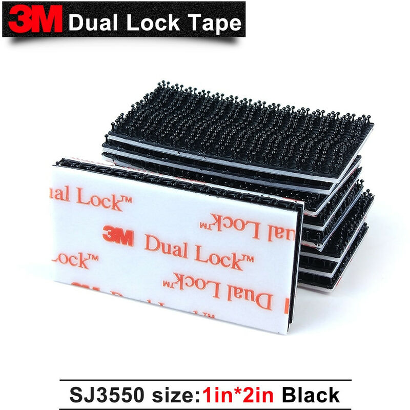 Image of Velcro adesivo nero 25mm x 5cm Dual lock sj 3550 3M gopro e telepass Numero Pezzi - 10 pezzi (25mm x 50mm)