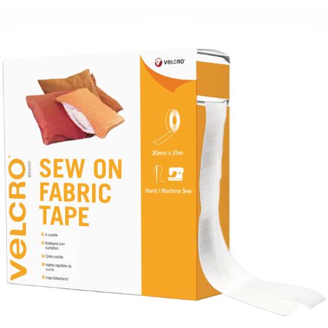 VELCRO Brand  Nastro in Tessuto da Cucire & Incollare  Nastro Autoadesivo Taglia su Misura con Gancio e Asola Forti Bianco  20 mm x 5 m