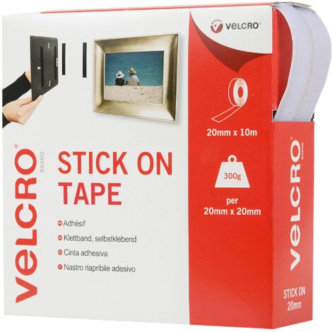VELCRO Brand Nastro riapribile adesivo 20mmm x 10m Bianco
