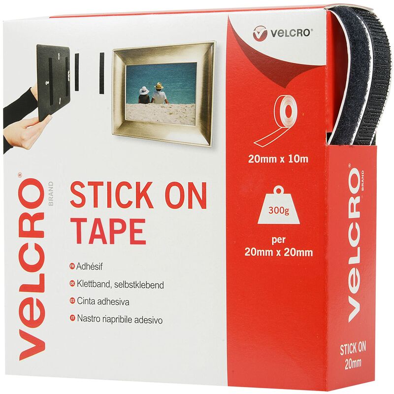Image of Brand Nastro riapribile adesivo 20mmm x 10m Nero - Velcro