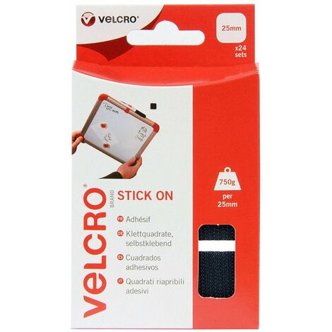 VELCRO Brand Quadrati riapribili adesivi 25mm x 24 Nero