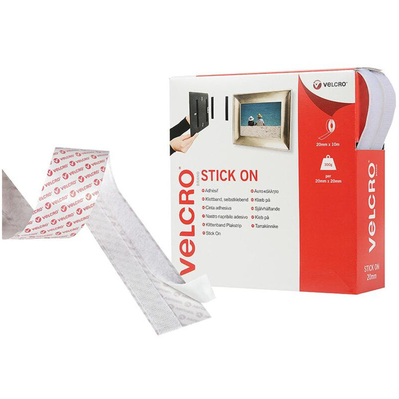 Brand Stick On Tape 20mm x 10m White VEL60219 - Velcro