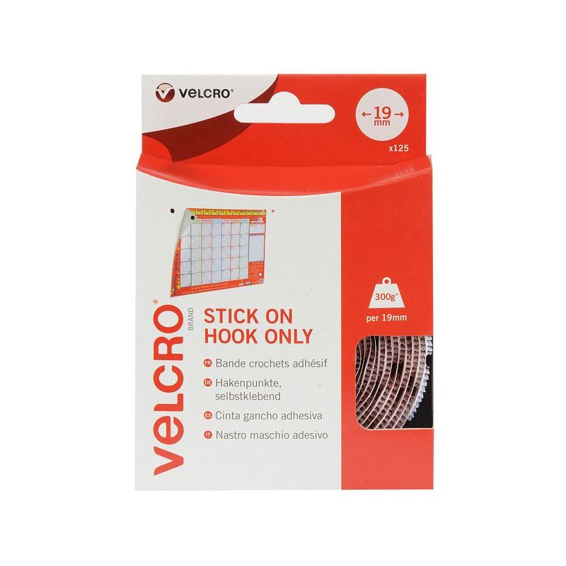 Velcro - Brand Sticky Hook Spots 19mm White (Pack 125) - White