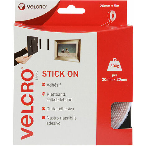 VELCRO® Brand Stick On Tape 20mm x 1m white