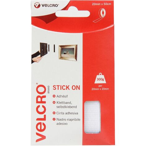 Velcro EC60224 Nastro, 20 mm x 50 cm, Bianco, 20mm x 50cm