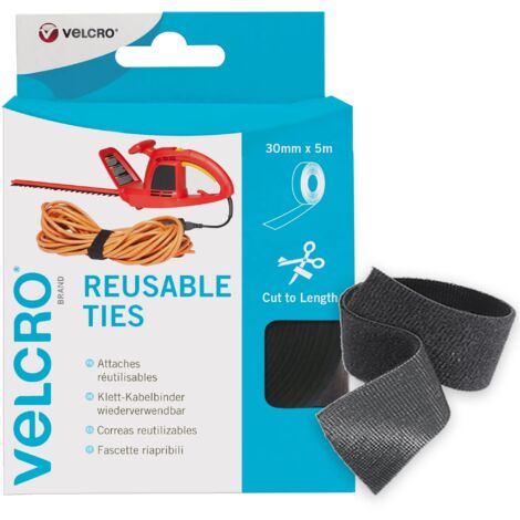 Velcro EC60254 Fascetta Ripartibile a Metro, 30 mm x 5 m, Nero