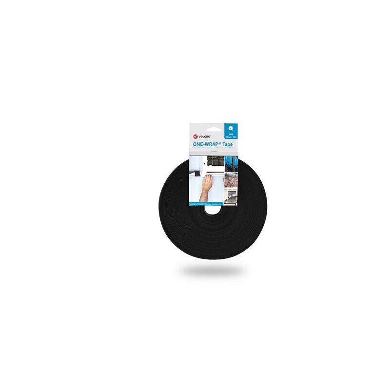 Ruban Velcro One-Wrap 20 mm x 25 m pour sécuriser les câbles et conduits, noir