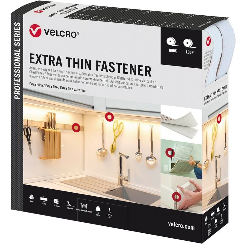Velcro - VEL-PS20017 extrafine rouleau blanc 50mmx 5 mts