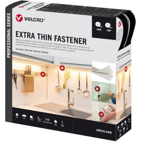 Velcro Extrafino, negro, rollo, 20 mm x 25 m  VEL-PS20016