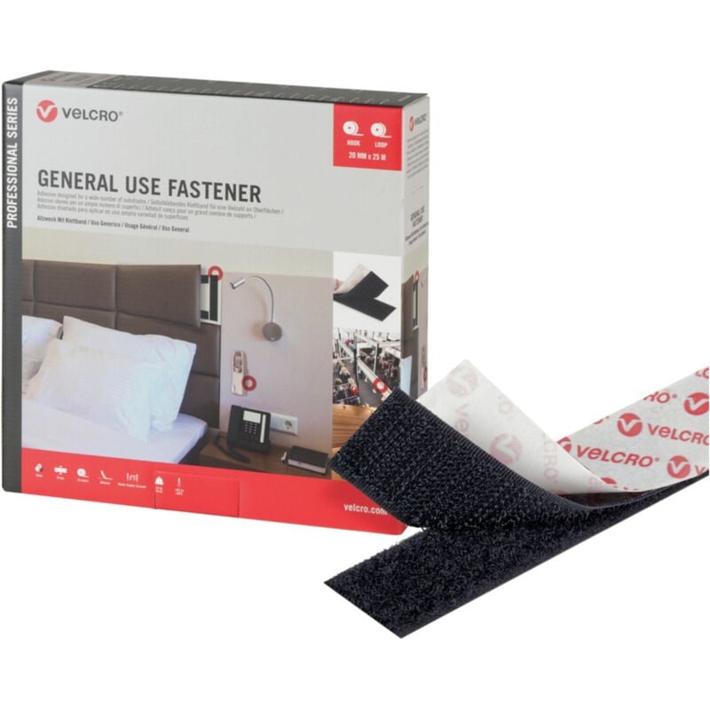 FP - velcro® Klettband General Use Fastener 20mm x 25m, schwarz