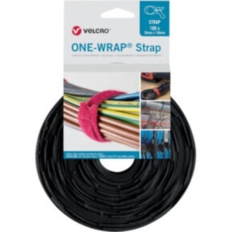 VELCRO Klettkabelbinder ONE-WRAP Strap 20 x 200mm, schwarz, 100 Stück