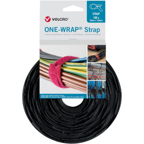VELCRO Klettkabelbinder ONE-WRAP Strap 20 x 330mm, schwarz, 100 Stück